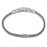 Gold accented blue topaz pendant bracelet, 'Single Eye' - 18k Gold Accented Blue Topaz Pendant Bracelet from Bali