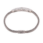 Gold accented sterling silver pendant bracelet, 'Lined Beauty' - Sterling Silver Pendant Bracelet with Gold Accents