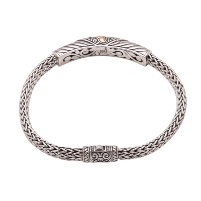 Gold accented sterling silver pendant bracelet, 'Imperial Beauty' - 18k Gold Accented Sterling Silver Pendant Bracelet from Bali