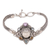 Multi-gemstone pendant bracelet, 'Guardian of the Rainbow' - Multi-Gemstone and Bone Pendant Bracelet from Bali thumbail