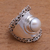 Cultured pearl cocktail ring, 'Mountaintop in White' - White Cultured Pearl Cocktail Ring Crafted in Bali (image 2c) thumbail