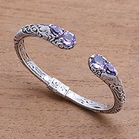 Amethyst cuff bracelet, 'Elephant's Treasure'