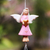 Wood and aluminum holiday decorative accent, 'Angel's Love in Pink' - Wood and Aluminum Pink Angel Holiday Decorative Accent thumbail