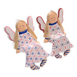 Wood decorative accents, 'Sitting Angels' (pair) - Wood Angel Decorative Accents from Bali (Pair)