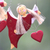 Wood ornaments, 'Angels Giving Love' (set of 5) - Heart-Themed Wood Angel Ornaments in Red (Set of 5)