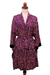 Cotton and rayon blend robe, 'Rose Coral' - Cotton and Rayon Blend Robe in Rose and Navy from Bali (image 2a) thumbail