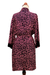 Cotton and rayon blend robe, 'Rose Coral' - Cotton and Rayon Blend Robe in Rose and Navy from Bali (image 2d) thumbail