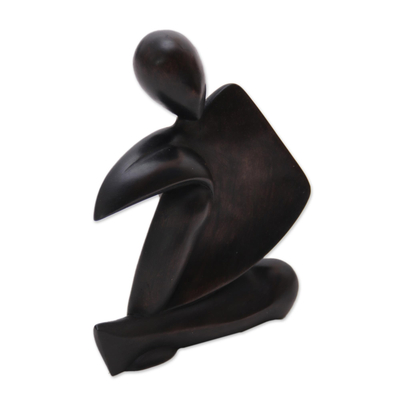 Escultura de madera - Escultura abstracta de madera de suar negro de Indonesia