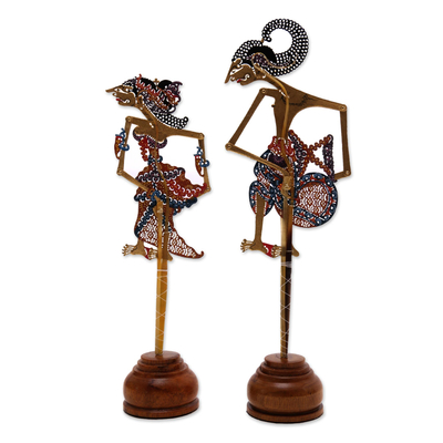 Lederschattenpuppen, 'Arjuna und Srikandi' (Paar) - Lederschatten-Marionetten von Arjuna und Srikandi (Paar)