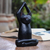 Escultura de madera - Escultura de gato de yoga con pose de asana de madera de suar negro de Bali