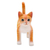 Wood sculpture, 'Curious Kitten in Orange' - Wood Standing Cat Sculpture in Orange and White from Bali (image 2c) thumbail