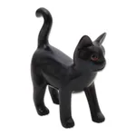 Wood sculpture, 'Curious Kitten in Black' - Wood Standing Cat Sculpture in Black from Bali from Bali