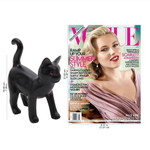 Wood sculpture, 'Curious Kitten in Black' - Wood Standing Cat Sculpture in Black from Bali from Bali