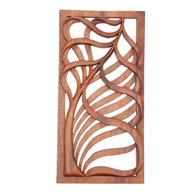 Wood relief panel, 'Lovely Tendrils' - Tendril Motif Suar Wood Relief Panel from Bali