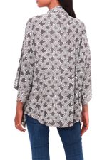 Rayon kimono jacket, 'Nebula in Pewter' - Rayon Kimono Jacket in Pewter from Bali