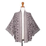 Rayon kimono jacket, 'Nebula in Pewter' - Rayon Kimono Jacket in Pewter from Bali