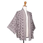 Rayon kimono jacket, 'Nebula in Pewter' - Rayon Kimono Jacket in Pewter from Bali