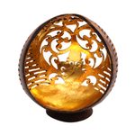 Coconut shell catchall, 'Golden Palace' - Openwork Pattern Coconut Shell Catchall from Bali