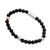 Onyx beaded bracelet, 'Hammered Beauty' - Onyx and Hammered Silver Beaded Bracelet from Bali (image 2d) thumbail