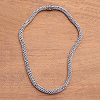 Sterling silver chain necklace, 'King's Order'