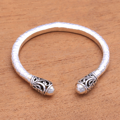 Swirl Motif Sterling Silver Cuff Bracelet from Bali - Bold Swirl | NOVICA