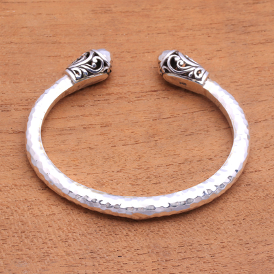 Sterling silver cuff bracelet, 'Bold Swirl' - Swirl Motif Sterling Silver Cuff Bracelet from Bali