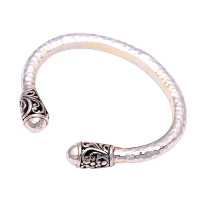 Sterling silver cuff bracelet, 'Bold Swirl' - Swirl Motif Sterling Silver Cuff Bracelet from Bali