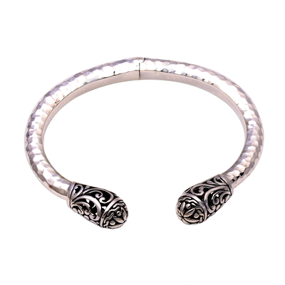 Sterling silver cuff bracelet, 'Glorious Swirls' - Swirl Pattern Sterling Silver Cuff Bracelet from Bali