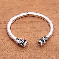 Citrine cuff bracelet, 'Swirl Sparkle' - Swirl Pattern Citrine Cuff Bracelet from Bali