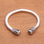 Citrine cuff bracelet, 'Swirl Sparkle' - Swirl Pattern Citrine Cuff Bracelet from Bali