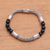 Onyx and sterling silver beaded chain bracelet, 'Agreeable Union' - Onyx and Sterling Silver Beaded Chain Bracelet from Bali