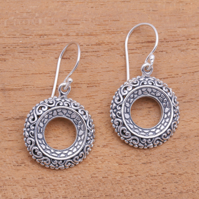 Sterling silver dangle earrings, Jungle Hoops