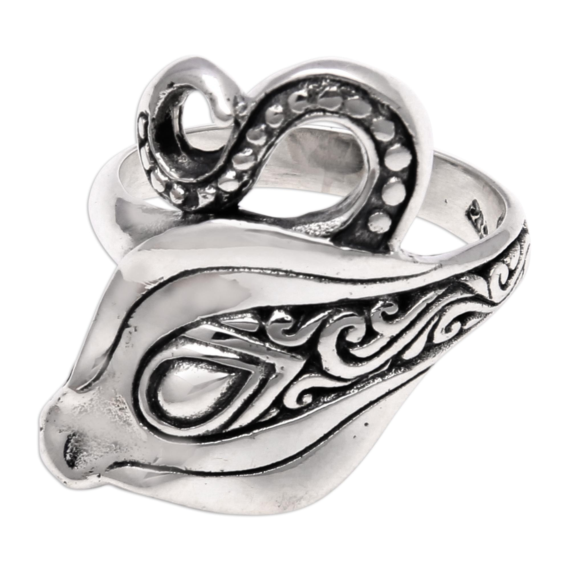 Sterling Silver King Cobra Cocktail Ring from Bali - Gleaming Cobra ...