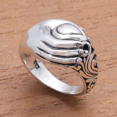 Sterling silver band ring, Soul in Hand