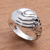 Sterling silver band ring, 'Soul in Hand' - Sterling Silver Hand Band Ring from Bali (image 2) thumbail