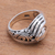 Sterling silver band ring, 'Soul in Hand' - Sterling Silver Hand Band Ring from Bali (image 2d) thumbail