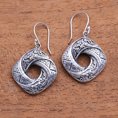 Sterling silver dangle earrings, Rich Songket