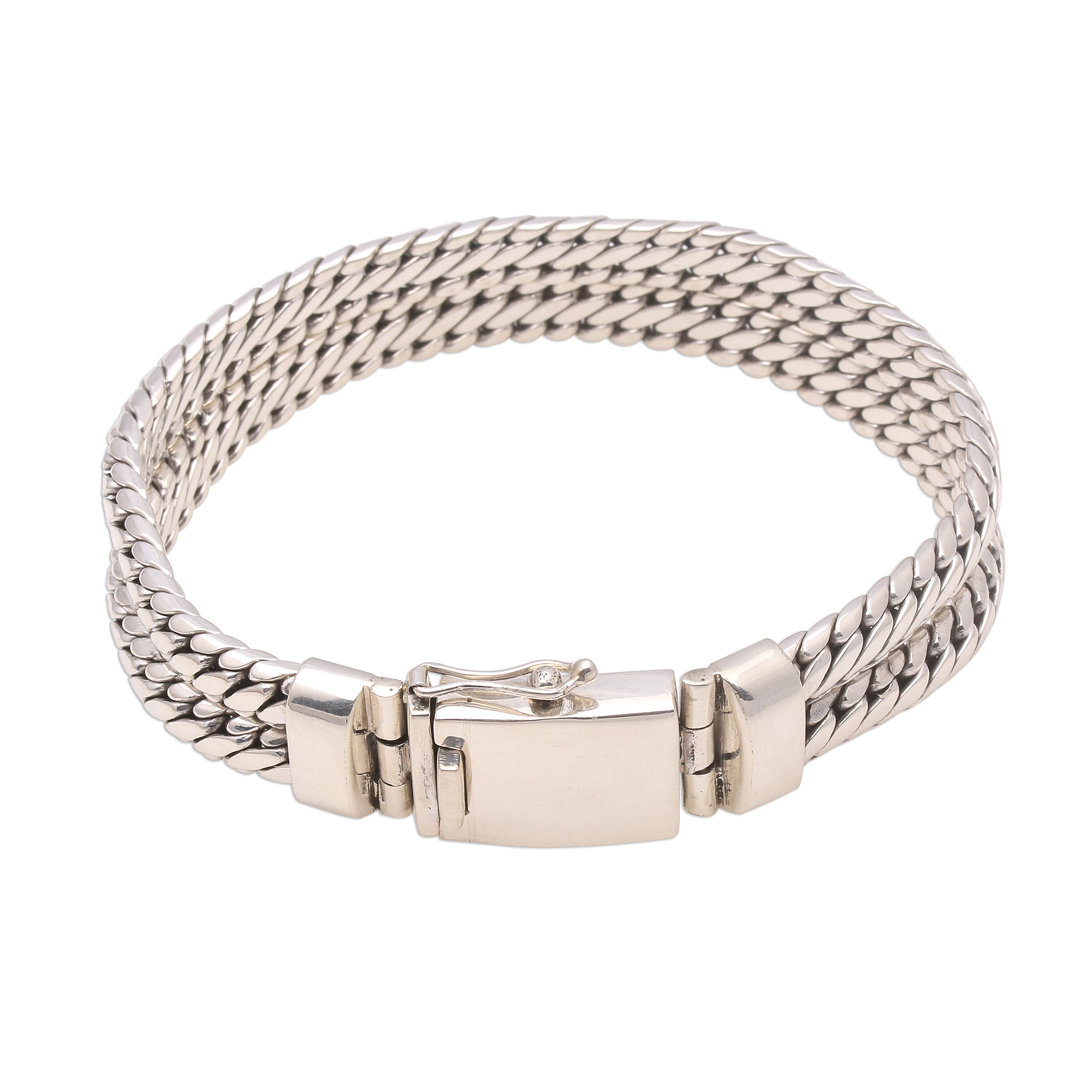 WOMAN'S BRACELET IN STAINLESS STEEL WITH WHITE CRYSTALS KNITTED CHAIN