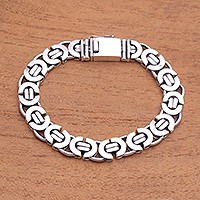 Pulsera de cadena de plata de ley, 'Mariner Beauty' - Pulsera de cadena Mariner de plata de ley de Bali