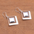 Sterling silver dangle earrings, 'Square Within' - Modern Square Sterling Silver Dangle Earrings from Bali