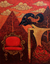'King Without Crown' - Cultural Surrealist Landscape Painting in Red from Java thumbail