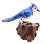 Wood sculpture, 'Perched Blue Jay' - Hand-Painted Wood Blue Jay Sculpture from Bali