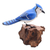 Wood sculpture, 'Perched Blue Jay' - Hand-Painted Wood Blue Jay Sculpture from Bali thumbail
