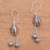 Sterling silver dangle earrings, 'Leafy Dew' - Leafy Sterling Silver Dangle Earrings Crafted in Bali