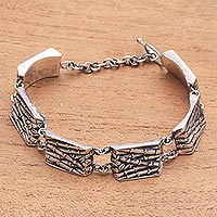 Sterling silver link bracelet, Bamboo Palace