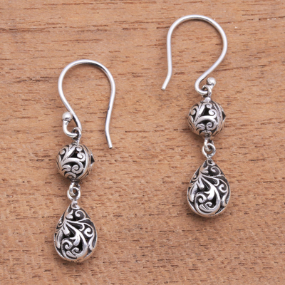 Sterling silver dangle earrings, Traditional Dew