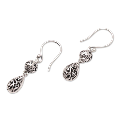Sterling silver dangle earrings, 'Traditional Dew' - Dewdrop Sterling Silver Dangle Earrings from Bali