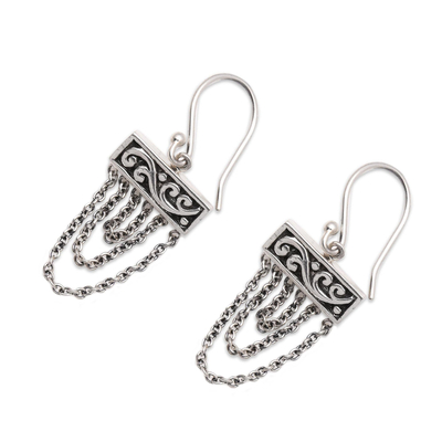 Sterling silver dangle earrings, 'Traditional Chain' - Sterling Silver Dangle Earrings with Chain from Bali