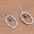 Sterling silver dangle earrings, 'Dainty Dew' - Oval Patterned Sterling Silver Dangle Earrings from Bali