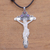 Amethyst and bone pendant necklace, 'Sparkling Sacrifice' - Amethyst and Bone Cross Pendant Necklace from Bali (image 2) thumbail